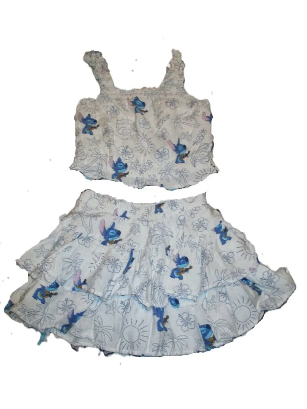 Disney Stitch X Primark Girls Top & Skirt size  3-4